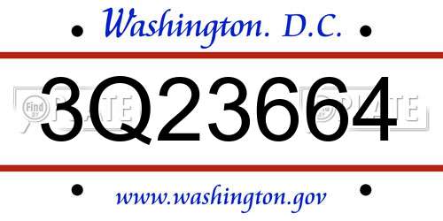3Q23664 District Of Columbia License Plate