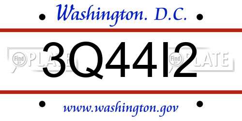 3Q44I2 District Of Columbia License Plate