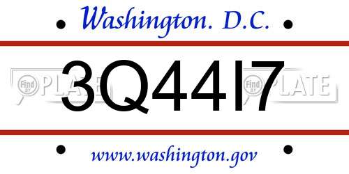 3Q44I7 District Of Columbia License Plate
