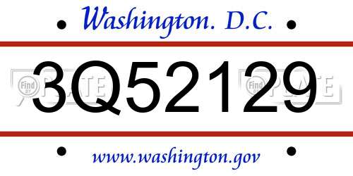 3Q52129 District Of Columbia License Plate