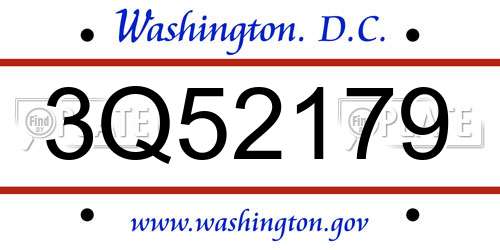 3Q52179 District Of Columbia License Plate