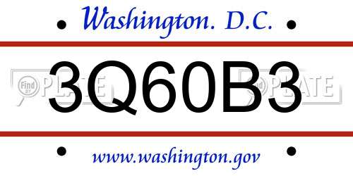 3Q60B3 District Of Columbia License Plate