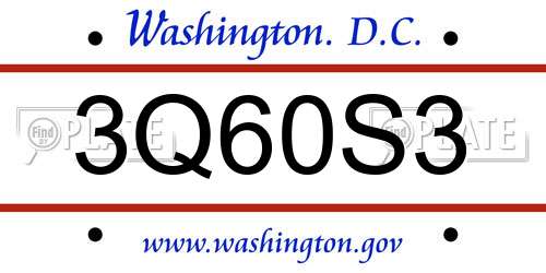 3Q60S3 District Of Columbia License Plate