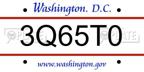 3Q65T0 District Of Columbia License Plate