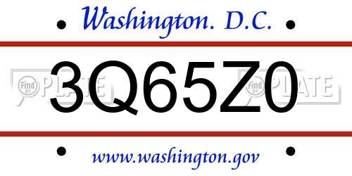 3Q65Z0 District Of Columbia License Plate
