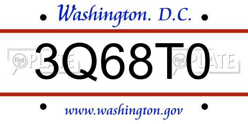 3Q68T0 District Of Columbia License Plate
