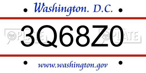 3Q68Z0 District Of Columbia License Plate