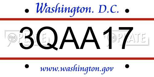 3QAA17 District Of Columbia License Plate