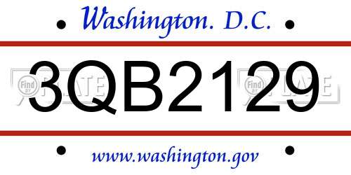 3QB2129 District Of Columbia License Plate