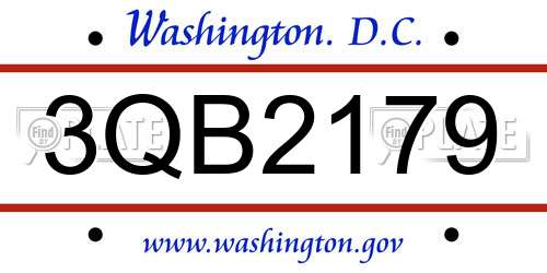 3QB2179 District Of Columbia License Plate