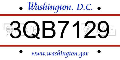 3QB7129 District Of Columbia License Plate