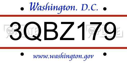 3QBZ179 District Of Columbia License Plate