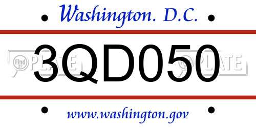 3QD050 District Of Columbia License Plate