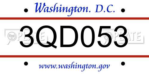 3QD053 District Of Columbia License Plate