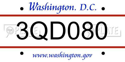 3QD080 District Of Columbia License Plate
