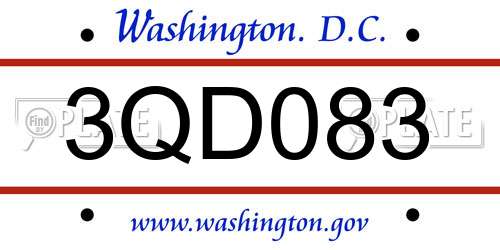 3QD083 District Of Columbia License Plate