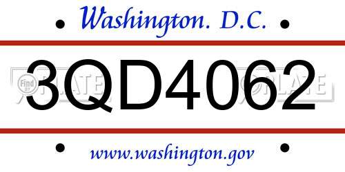 3QD4062 District Of Columbia License Plate