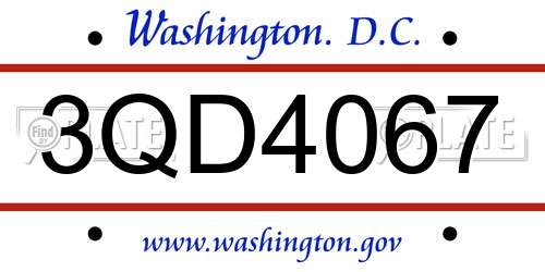 3QD4067 District Of Columbia License Plate