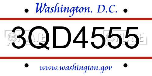 3QD4555 District Of Columbia License Plate