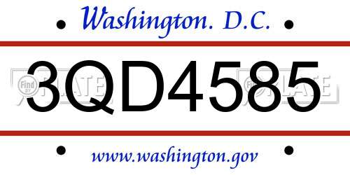 3QD4585 District Of Columbia License Plate