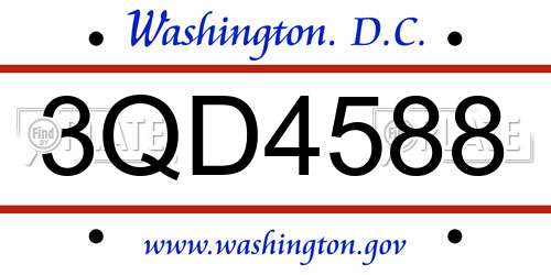 3QD4588 District Of Columbia License Plate