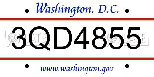 3QD4855 District Of Columbia License Plate