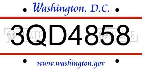 3QD4858 District Of Columbia License Plate