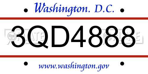 3QD4888 District Of Columbia License Plate