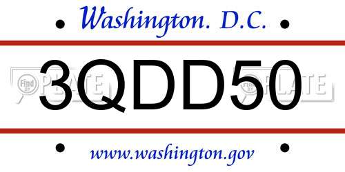 3QDD50 District Of Columbia License Plate