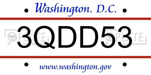 3QDD53 District Of Columbia License Plate