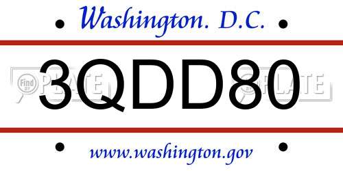 3QDD80 District Of Columbia License Plate