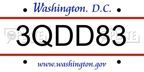 3QDD83 District Of Columbia License Plate