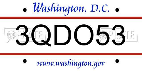 3QDO53 District Of Columbia License Plate