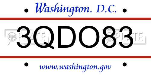 3QDO83 District Of Columbia License Plate