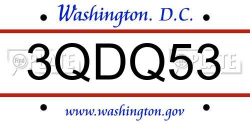 3QDQ53 District Of Columbia License Plate
