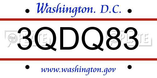 3QDQ83 District Of Columbia License Plate