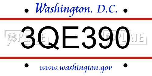 3QE390 District Of Columbia License Plate