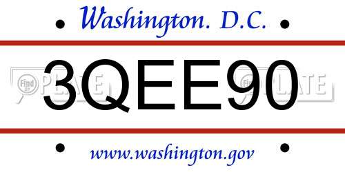 3QEE90 District Of Columbia License Plate
