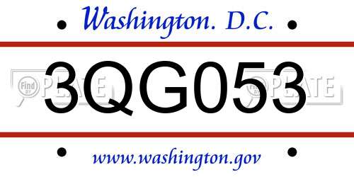 3QG053 District Of Columbia License Plate