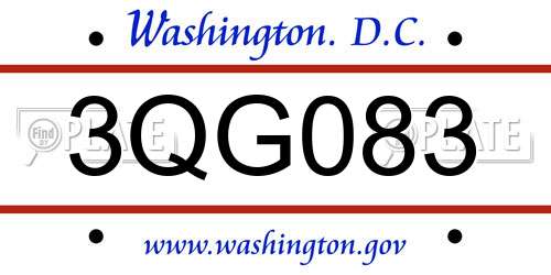 3QG083 District Of Columbia License Plate