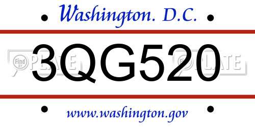 3QG520 District Of Columbia License Plate