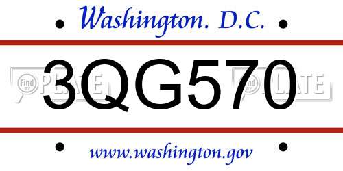3QG570 District Of Columbia License Plate