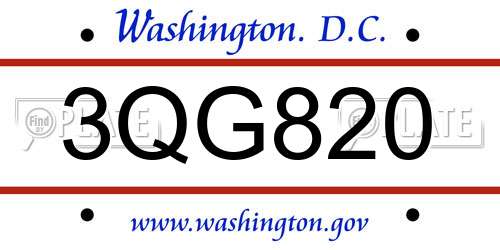 3QG820 District Of Columbia License Plate