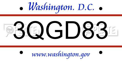 3QGD83 District Of Columbia License Plate