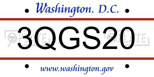 3QGS20 District Of Columbia License Plate