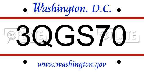 3QGS70 District Of Columbia License Plate