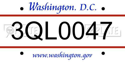 3QL0047 District Of Columbia License Plate