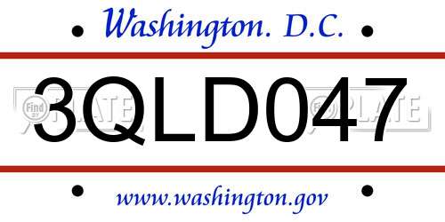 3QLD047 District Of Columbia License Plate
