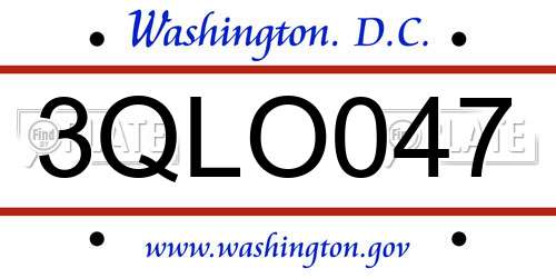 3QLO047 District Of Columbia License Plate