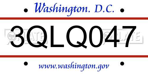 3QLQ047 District Of Columbia License Plate